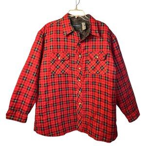 VTG Colors Unlimited Men's XL Red Plaid Quilted Flannel Shacket Jacket Workwear